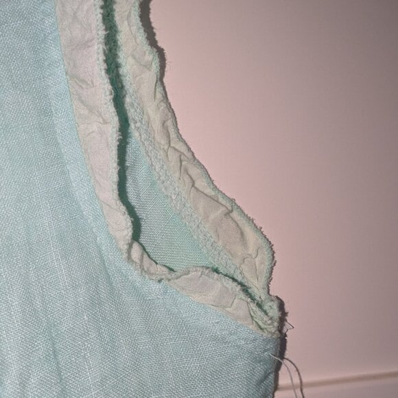 Meo Meli Italian Linen Bias Ruffle Mint Blue Dress Size M - Picture 3 of 15